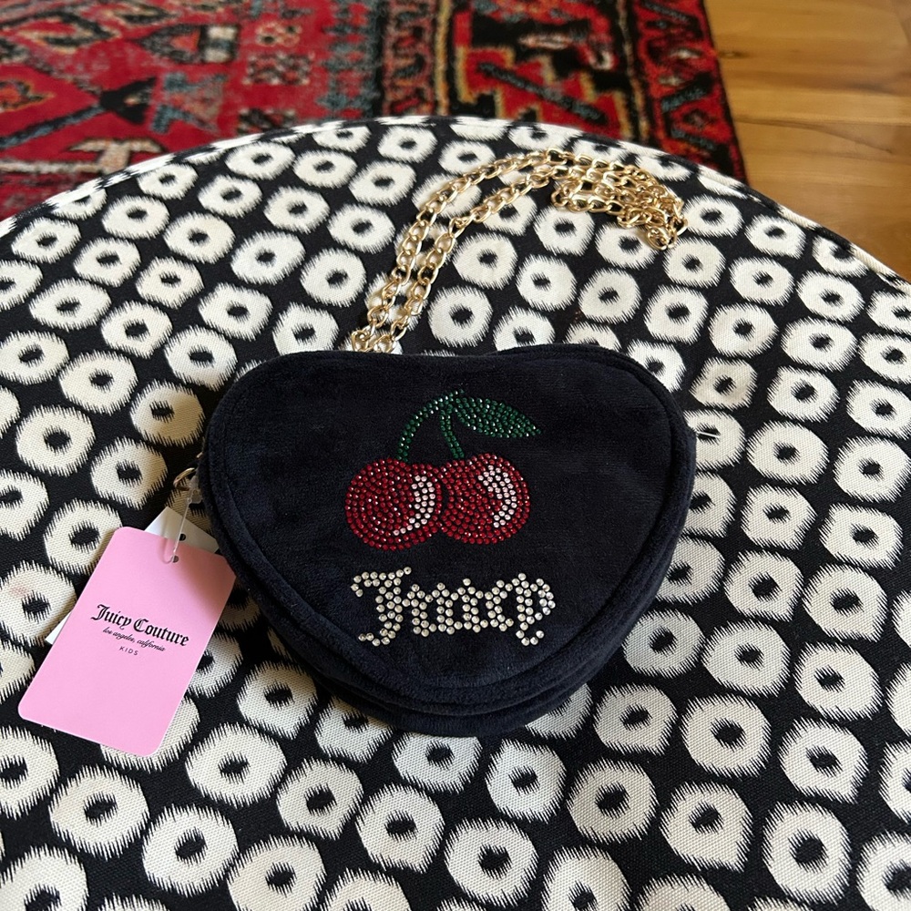 Juicy Couture Black Heart Mini Bag with Cherry Design